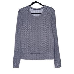 LULULEMON Rush Hour Long Sleeve Hazy Heather Heathered White Black Women's 6